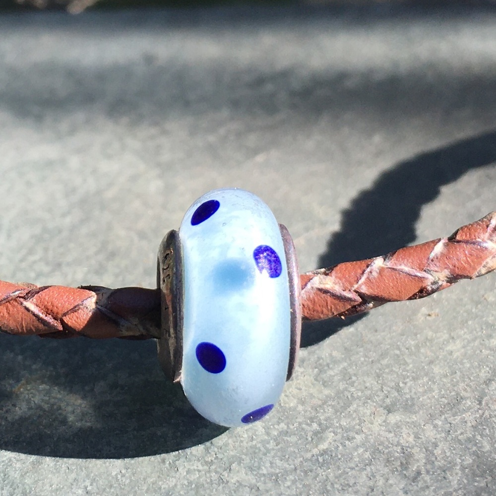 Pandora Morano Glass Bead blue pokadots